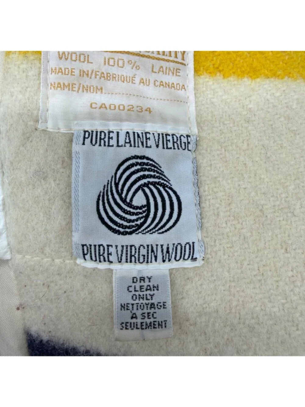 Vintage Hudsons Bay 4 Point Wool Blanket Coat Double Breasted Stripes Canada 70s